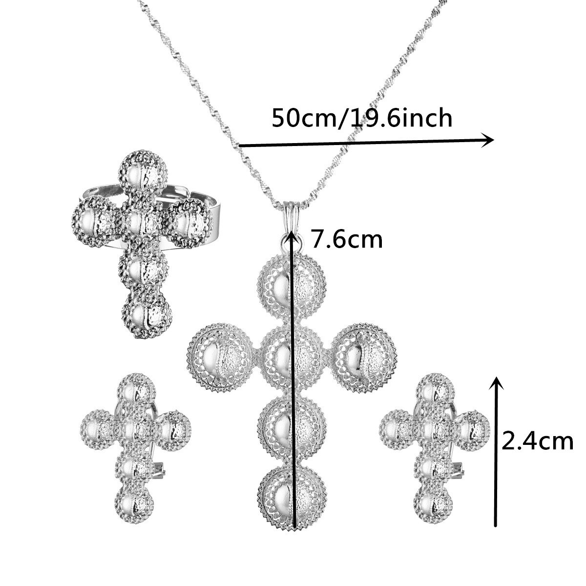 Ethiopische Traditionele Ketting Oorbellen Ethiopië Gold Eritrea Habesha Wedding Cross Sieraden Set