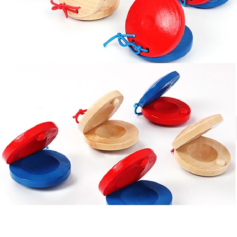 Juguetes para niños castañuelas de madera percusión instrumento Musical educación desarrollo intelectual del niño capacidad de escucha