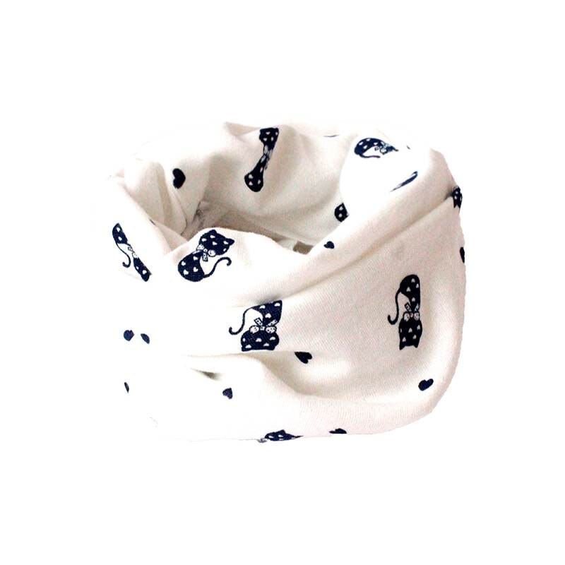 Camo Print Baby Scarf Autumn Winter Baby Boy Girl Bibs Collar Kids Cotton O Ring Neck Scarves: cat white