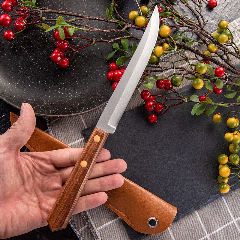 Kitchen Knife Stainless Steel Fish Fillet Fruit Paring Meat Cleaver Vegetables Slicing Chef Knife with Sheath