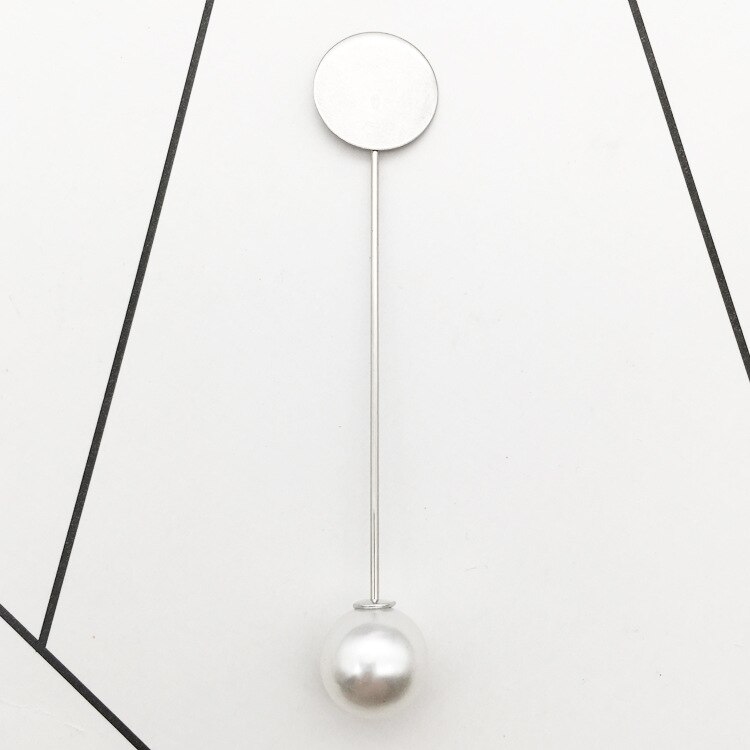 10 st diy boutonnieres kavaj brosch stift pärla kavaj klänning smycken gör tillbehör plagg stift bas tom bricka broscher  d147: Silver med pärla