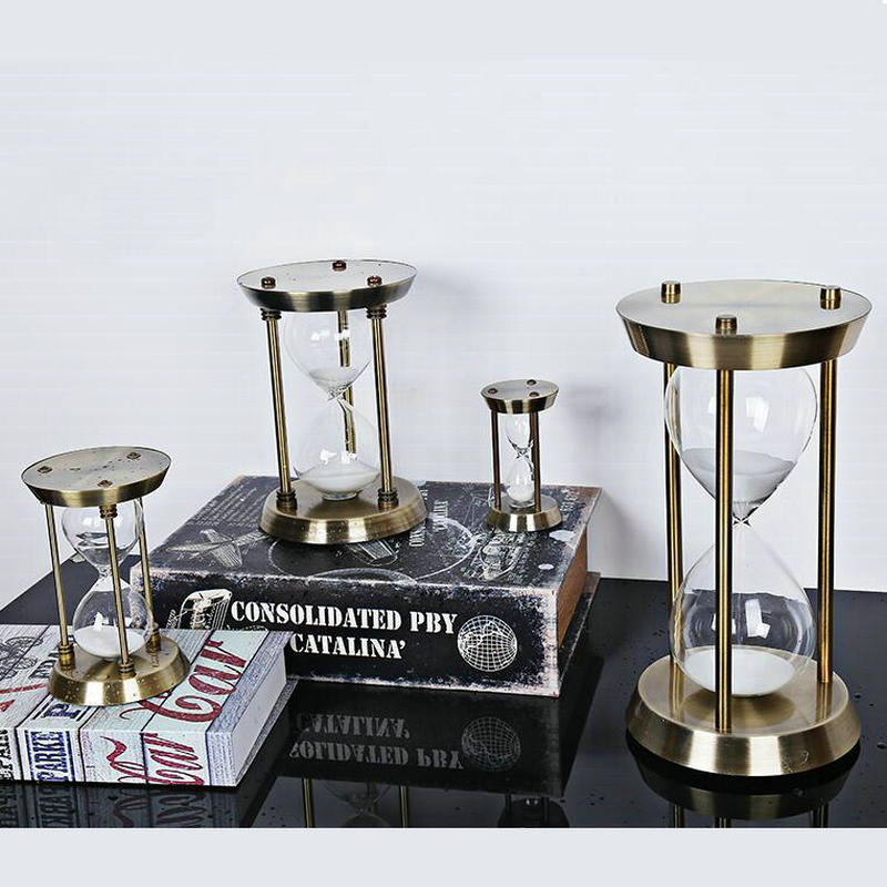 HQ Antique Brass 5/15/30/60MINS Cylindrical Sand Glass Sand Timer Clock Hourglass Art And Crafts Study Bedroom Office Desk Decor