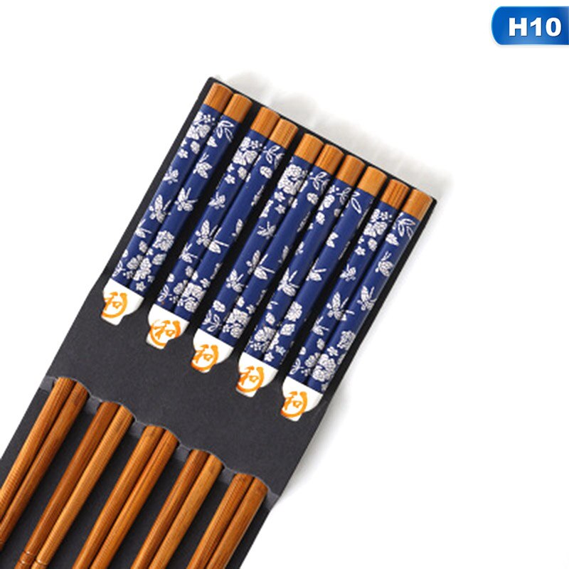 5 Pair Chopsticks Handmade Bamboo Japanese Natural Wood Chopsticks Sushi Food Multi Color Wooden Chopsticks Reusable