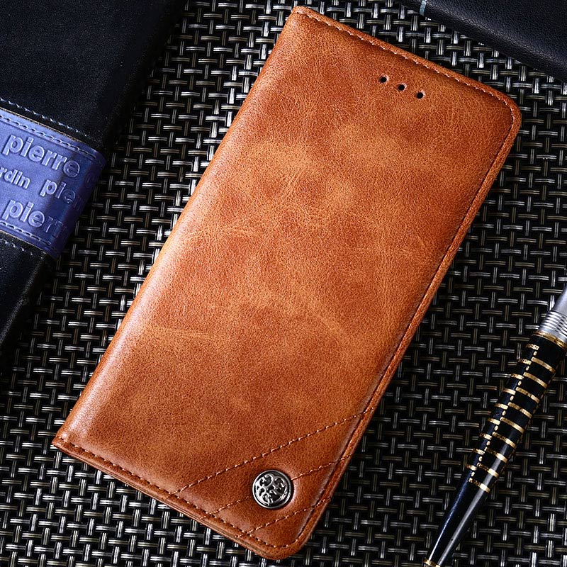 for Xiaomi Pocophone F1 case Luxury Leather Flip cover Stand Card Slot Cases for xiaomi pocophone F1 Without magnets funda coque: brown