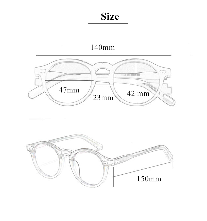Transparent Glasses Small Round Blue Light Glasses Vintage Acetate Eyeglass Frames Women Prescription Glasses Men Gregory Peck
