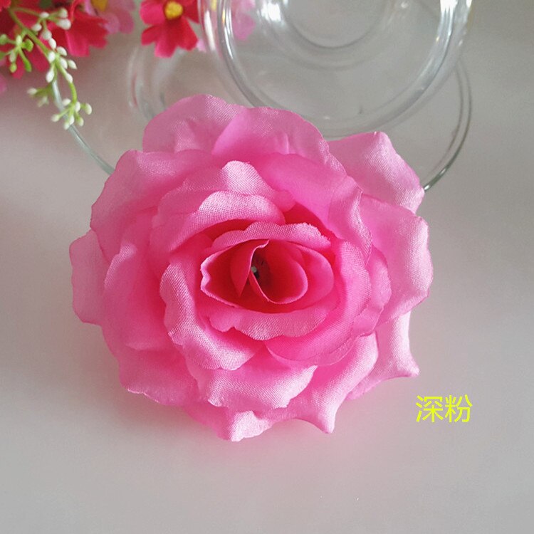 Fleur artificielle de 10cm 1 pièce | Fleur noire en soie toucher réel, tête de fleur, décoration bricolage pour fête de mariage familiale: Dark pink