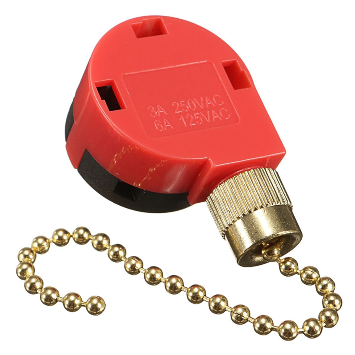 10cm interruptor de cremallera rojo 3 velocidad de tracción de Control de cadena de níquel interruptor del ventilador con la cadena de latón antiguo