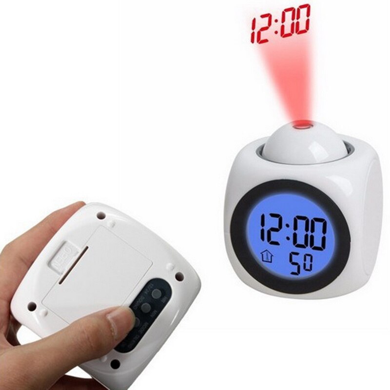 Termómetro voz que habla despertador redondo inalámbrico electrónico probador de la estación meteorológica Digital LCD pantalla reloj de casa