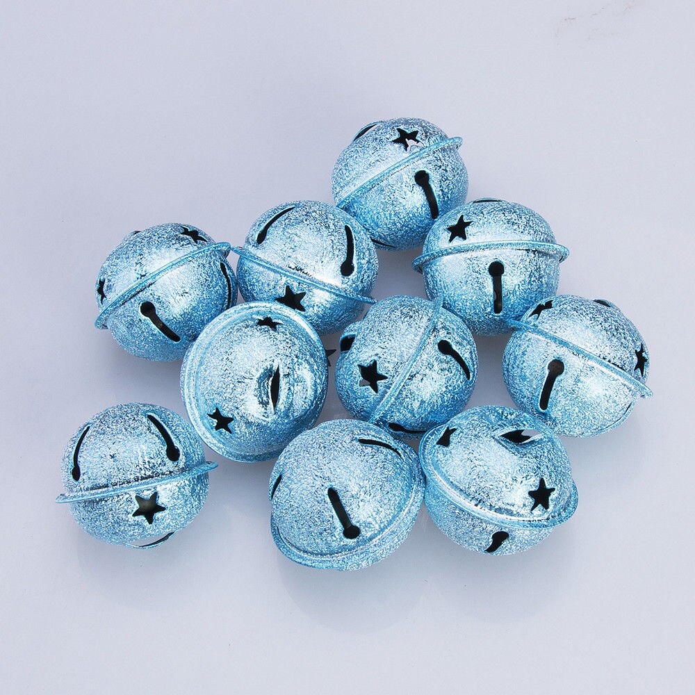 Juego de 10 cascabeles brillantes, colgante de Navidad, suministros festivos para , decoración, carillón de viento, adornos de Navidad: Azul