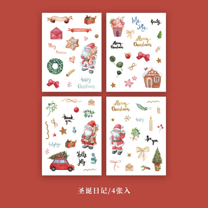 4 Stks/pak Kerst Serie Bullet Journal Mobiele Stickers Interieurstickers Dagboek Scrapbooking Label Sticker Briefpapier: 2