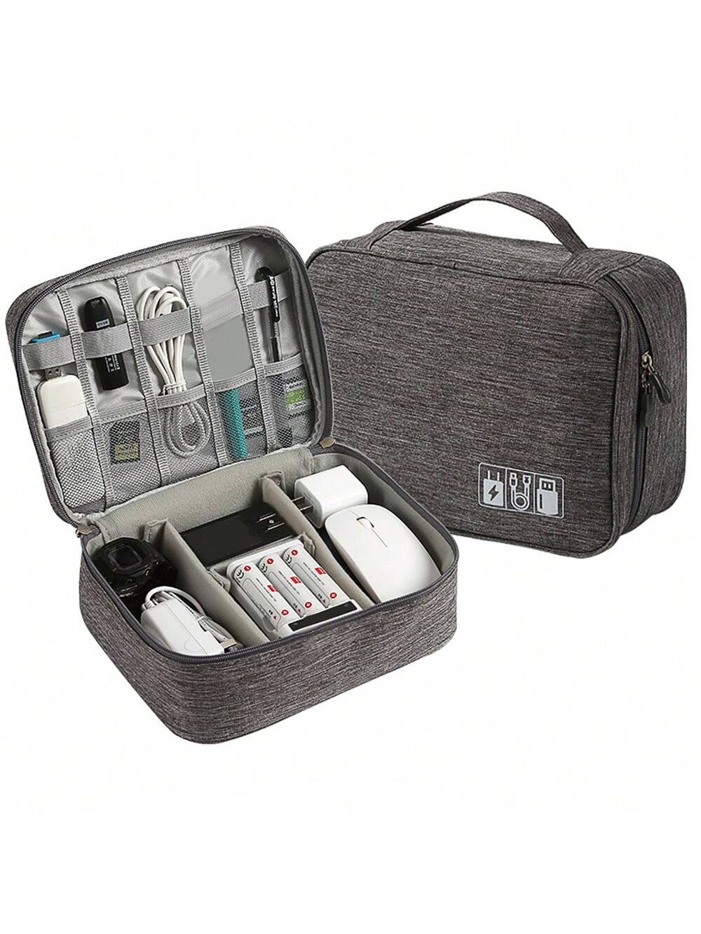 Travel Electronic Digital Storage Bag, Multifunctional High-capacity Earphones, Data Cable Protective Case, Dust Bag-DH: GRAY