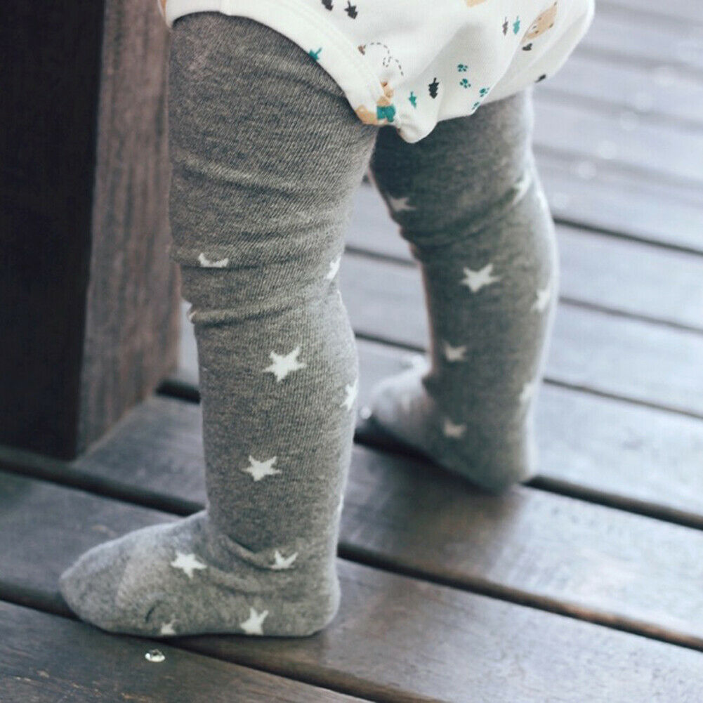 1-6y efterår vinter nyfødte småbørn børn baby piger drenge leggings stjerneprint bomuld tynde strømpebukser strømper: Grå / S