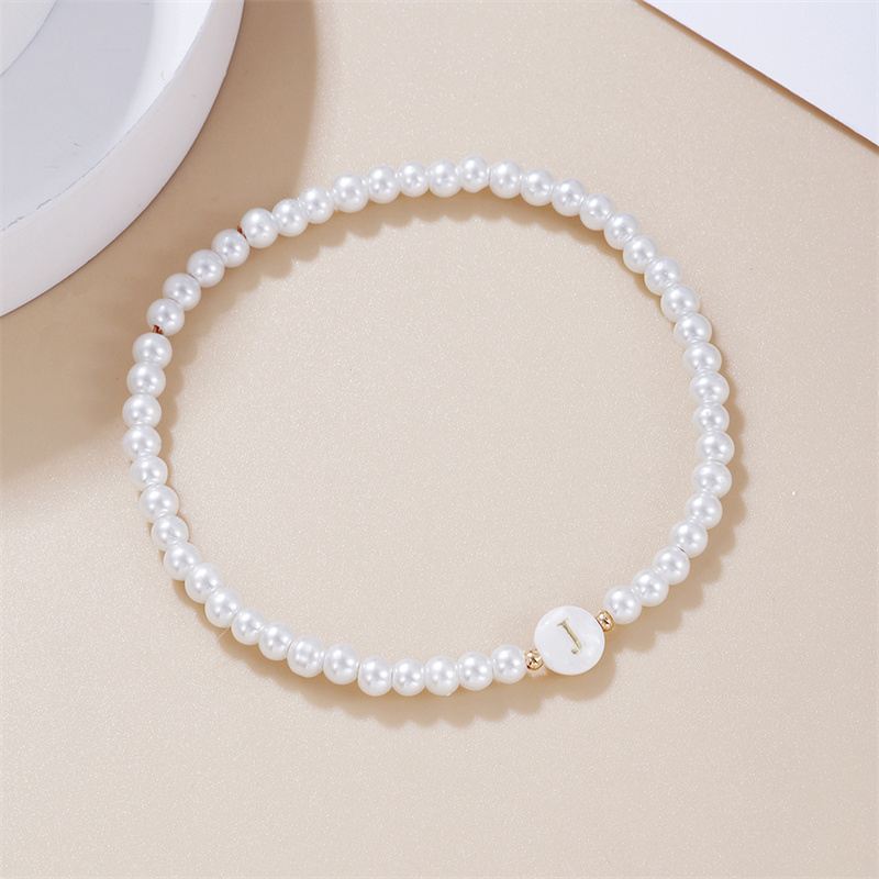 Armbånd med initialer af az til kvinder, trendy hvide perler, rundt vedhæng, elastiske armbånd, smykker, perlemor-charme, pulsera: Grøn dragonly