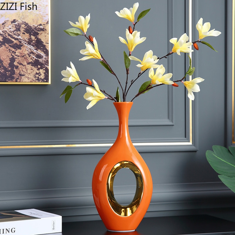 Modern Luxury Orange Phnom Penh Ceramic Vase Livin Grandado   172326733 