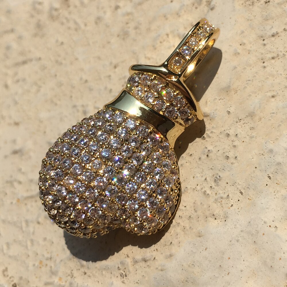 Langtidsholdbare micro pave cz buddha vedhæng halskæde guld kors hip hop smykker til mænd og kvinder jul: Boksehandske