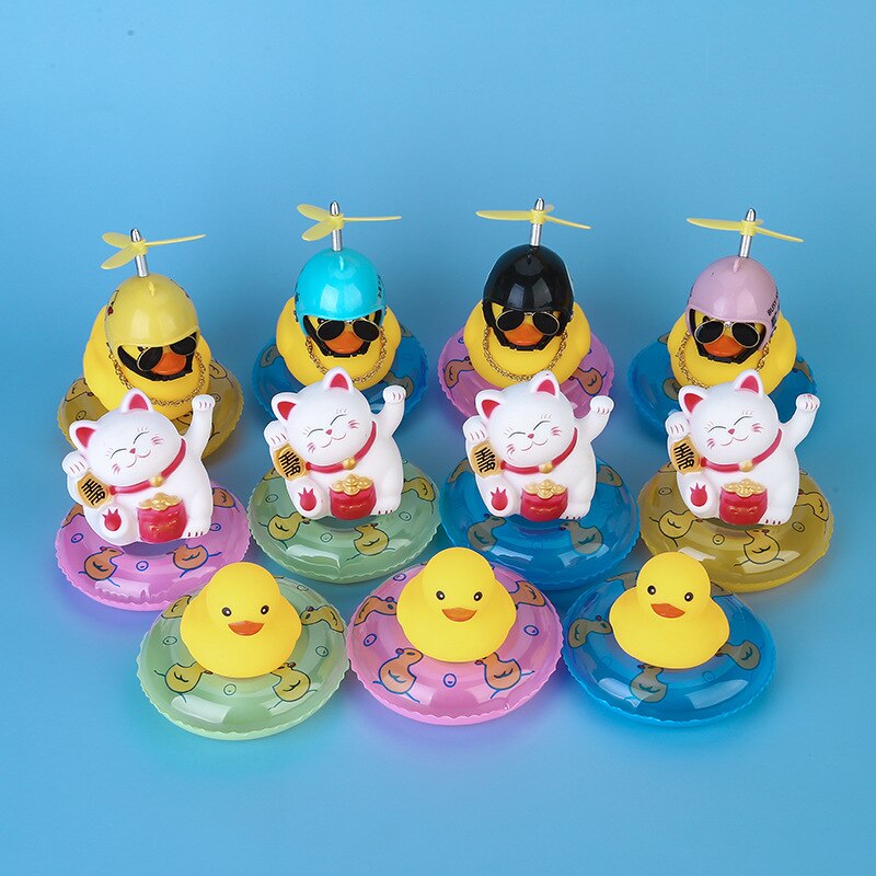 Cute little yellow duck vinyl material sound-making children's bath toy decoration accessory