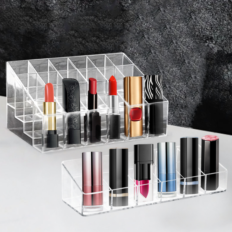 24 gitter læbestift makeup organizer akryl opbevaring makeup organizer til kosmetik læbestift neglelak display stand holder