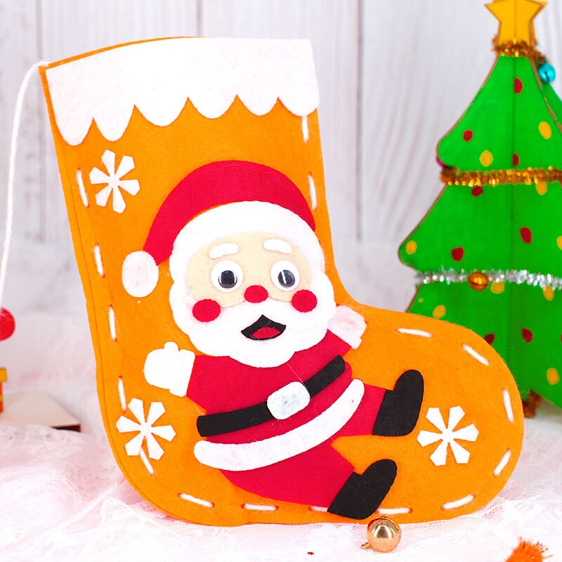 DIY Christmas Stocking Children Handmade Non-Woven Socks Craft Toys Materials Bag Kids Christmas