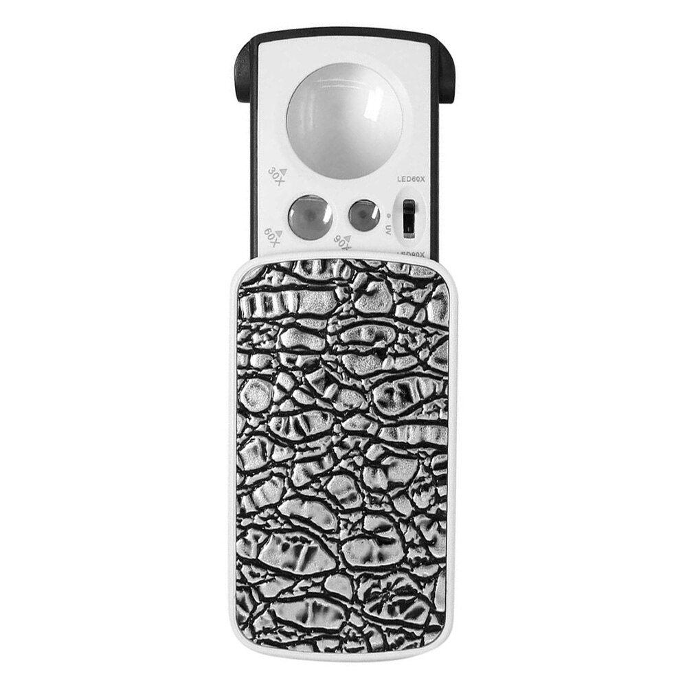 Jeweler Magnifier LED Slide-Out Jewelers 10X 20X 30X Illuminated Jewelers Eye Loop Magnifier With UV Black Light For Coin Stamps: Silver