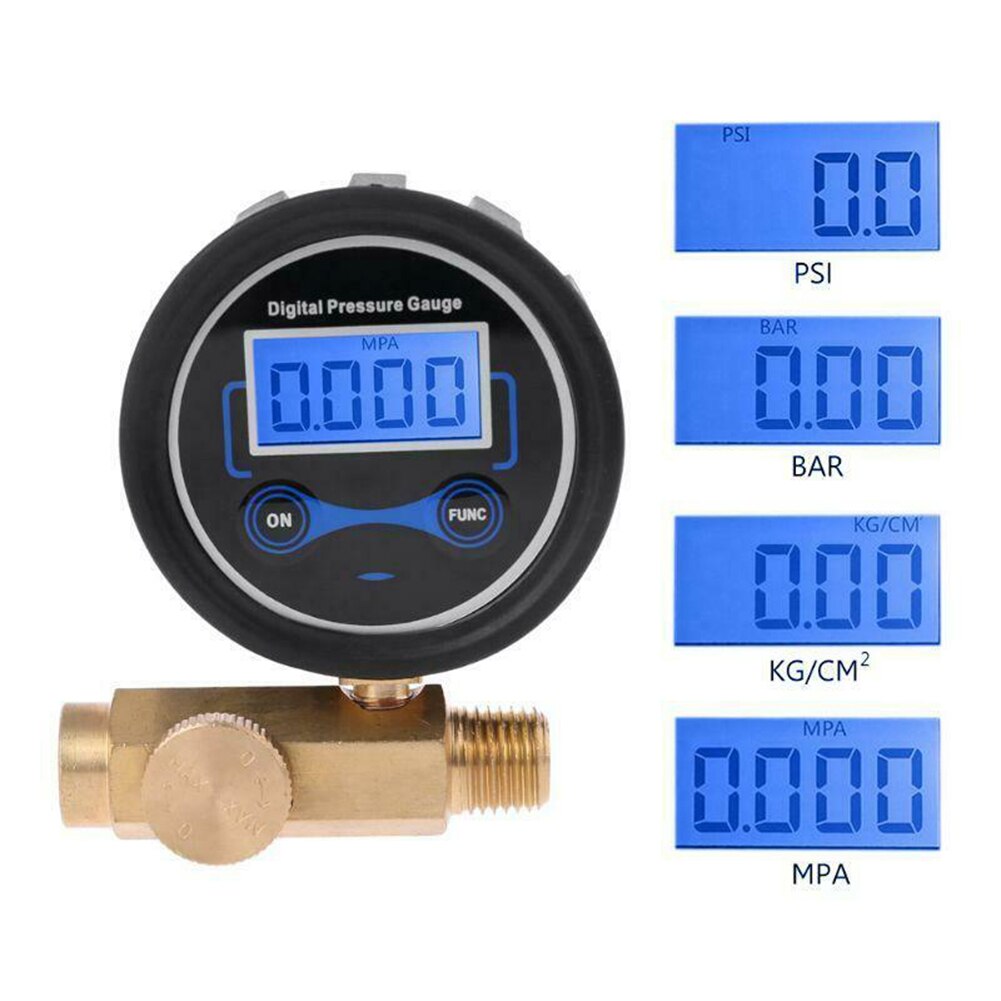 1/4 Inch 200PSI Controle Tool Messing Handheld Makkelijk Lezen Meten Digitale Manometer Luchtcompressor Batterij Operated Spuit