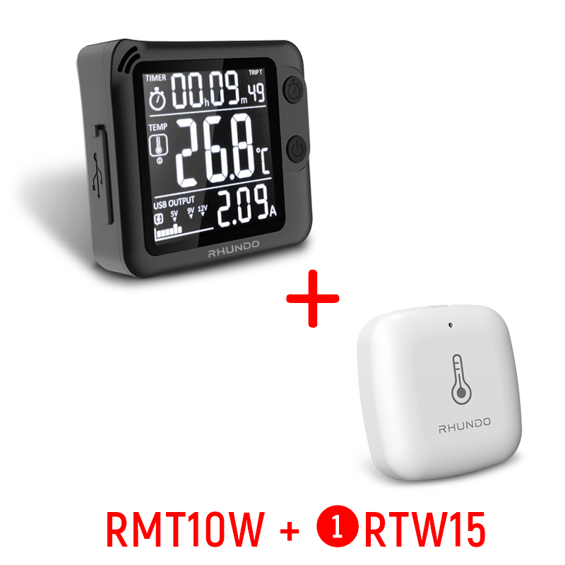 RHUNDO-termómetro Digital inalámbrico para coche, reloj de temperatura para exteriores, retroiluminación de tiempo, pantalla de visualización multifunción: Oro