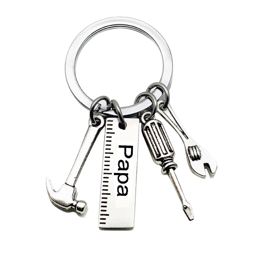 Dad Keychain Stainless Steel Alloy Screwdriver Keyring DIY Wrench Key Ring Decor Hanging Pendant Father's Day: Papa