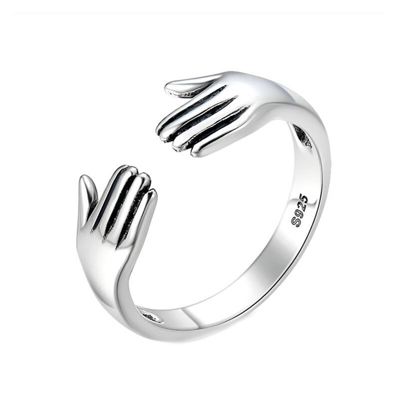 Mode Hand Knuffel Vinger Palm Opening Ringen Voor Mannen Vrouwen Paar Sieraden Zilver Kleur Verstelbare Partij Daily Accessoires: Hug Ring 6