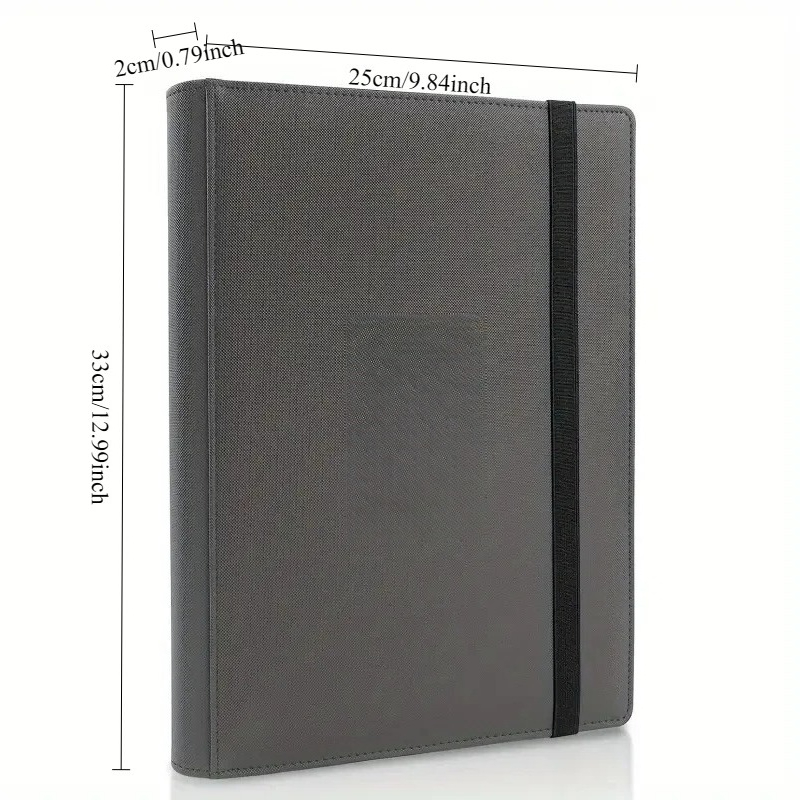 1 stk. kortbind med 9 lommer, samlekortholder, premium pu-omslag med lynlås til kort, holdbar kortfoldning fra siden