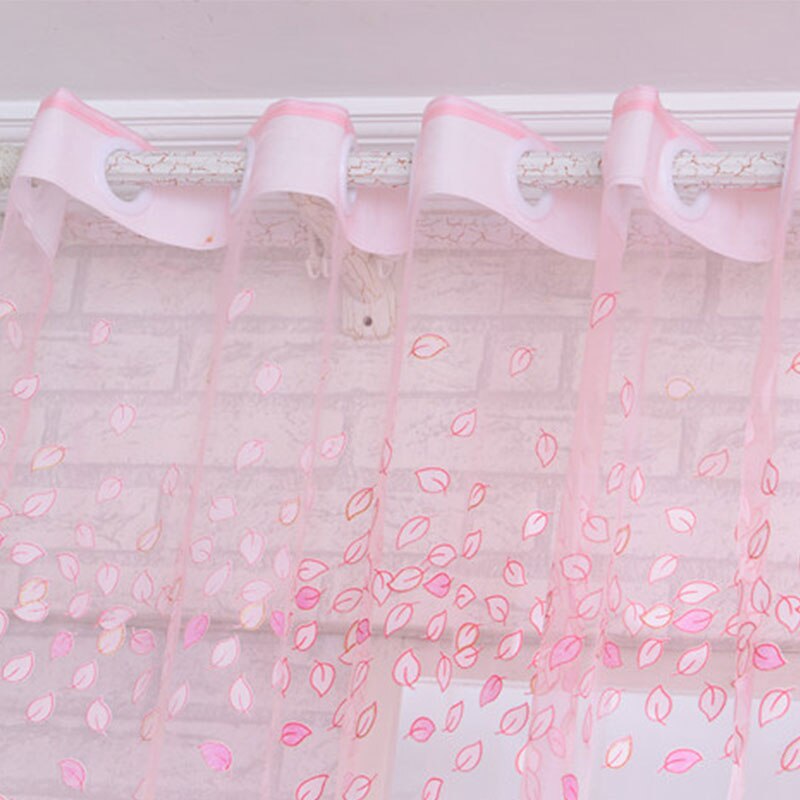 Cortinas para sala de estar, gasa, tul para cocina, ventanas, flores de ciruela, hilo, color rosa