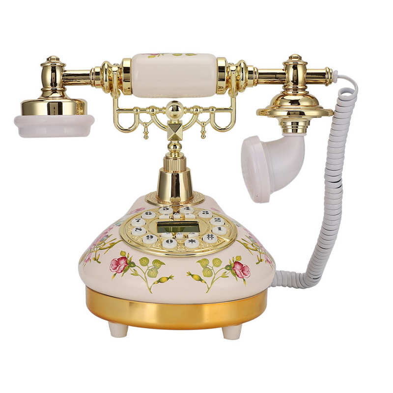 Téléphone rétro Vintage européen en céramique Rose, vieux téléphones avec affichage de l&#39;identification de l&#39;appelant, pour la maison, le bureau, l&#39;hôtel, décoration