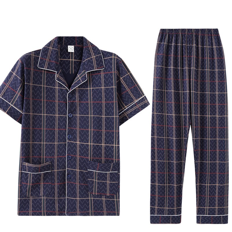 Herr mjuk 100%  bomull pyjamas set pyjamas set manlig sovkläder set loungewear l xl xxl xxxl