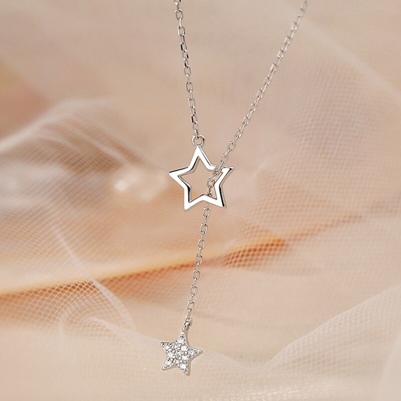 Trendy Shiny Star Choker Charm Kettingen Sieraden Sleutelbeen Keten Kettingen Voor Vrouwen Bruiloft: SILVER