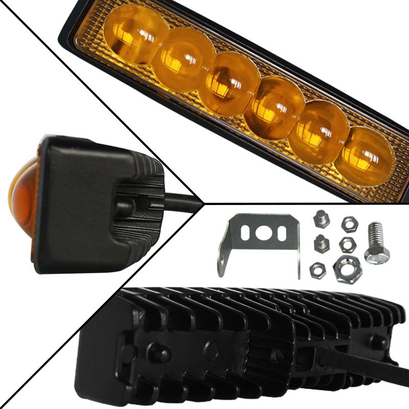 Lámpara de techo de ingeniería rectangular, luz amarilla reacondicionada con brillo, 18W, Lámpara de trabajo, 6LED, nueva