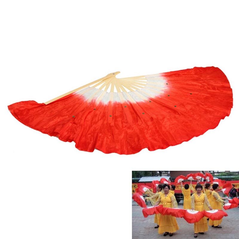Accessoires de danse du ventre chinoise en soie colorée, en bambou, accessoires pour fans courts QW: Red