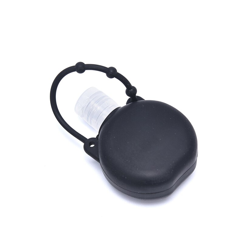 5 stuks 30ml siliconen ronde fles sleutelhanger handwasgel dispenser sleutelhanger handdesinfecterend middel schooltas sleutelhanger: Zwart