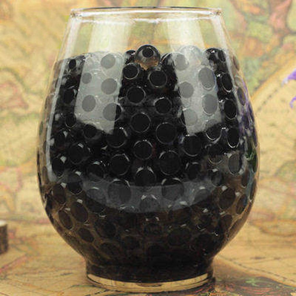 Perles d'eau en Hydrogel pour enfants, 500 pièces, cristal, terre, boue, plante d'eau, fleur, gelée, boules d'eau, jouet, Vase, décoration: Black