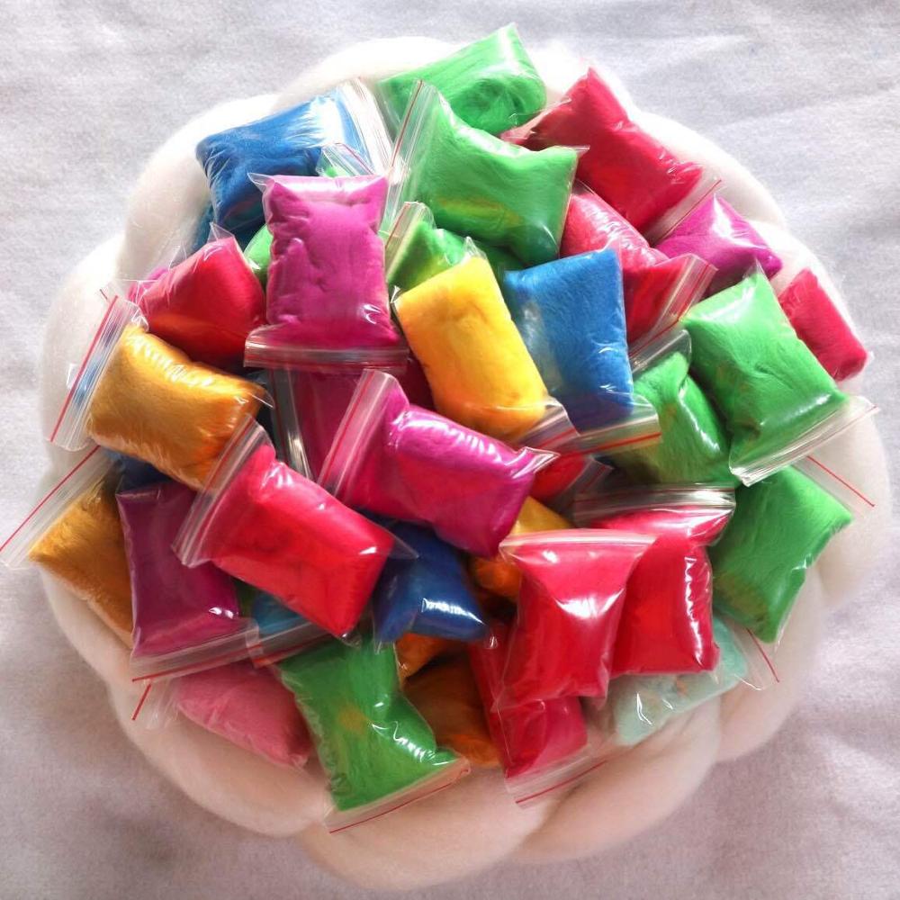 100g 20 colors Needle Felting Wool Soft Felting Wool Tops Roving Spinning Weaving Wool Fiber For DIY Crafts Needlework