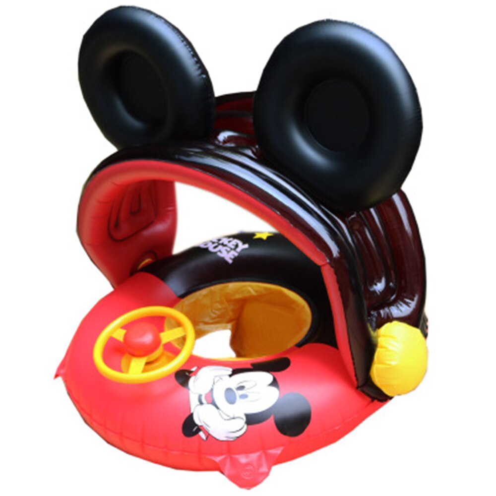 Flotador de piscina para niños de 0 a 5 años con sombra, flotador de piscina inflable, Flotador para asiento de bebé, juguetes de piscina para verano: Black with visor