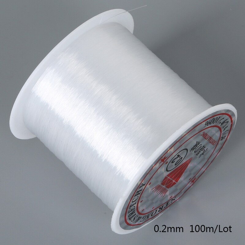 Hilo de nailon transparente y no elástico para hacer collares, cuerda de nailon para hacer collares DIY, 0,2/0,25/0,3/0,35/0,4/0,45/0,5/0,6mm, 20-100m: 0 point 2mm 100m