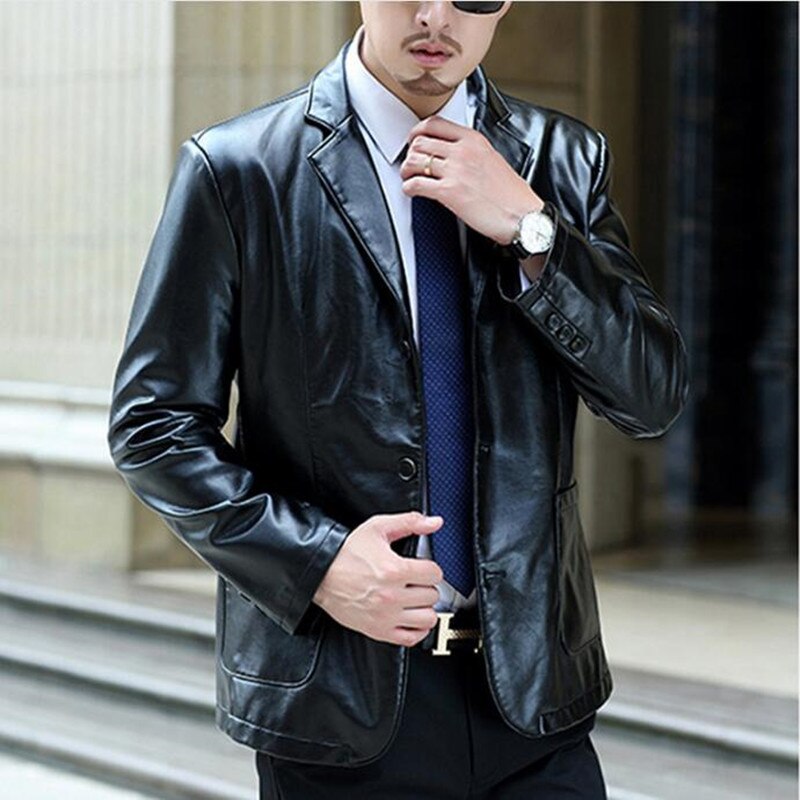 Men Blazer Jackets PU Leather Jacket Party/Wedding/Business Blazer Leather Jacket Male Outwear Plus Size 5XL 6XL 7XL
