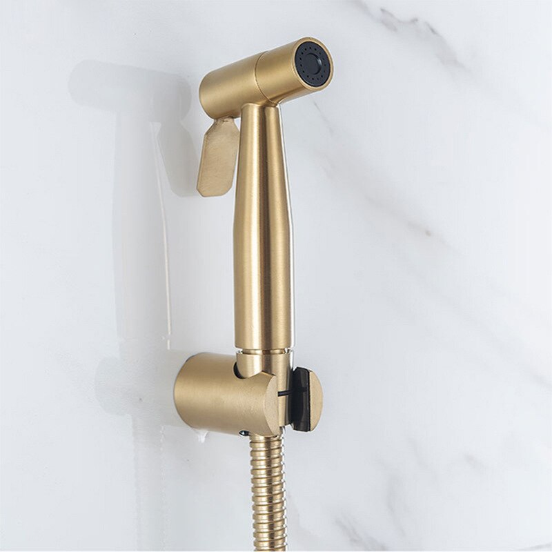 Brushed gold toilet spray 304 stainless steel gold bidet three-piece pressurized nozzle body bidet