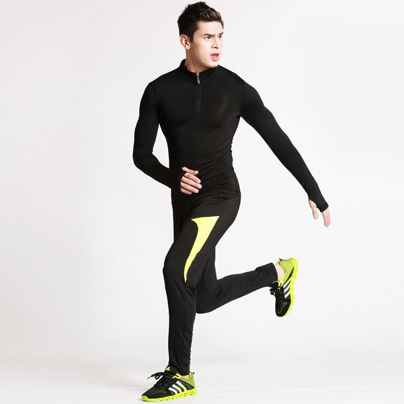 Mænd langærmet fitness fitness tøj stander krave mand t-shirt kompression mænd fitness løb åndbar skjorte