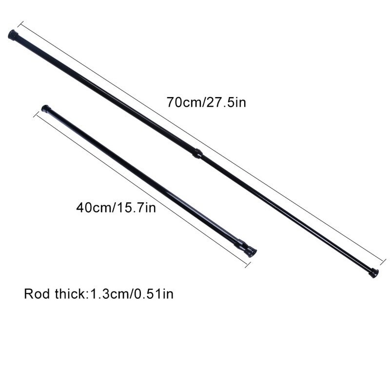 Bathroom Adjustable Curtain Rod Spring Loaded Extendable Telescopic Net Voile Tension Curtain Rail Pole Rod Rods 1pc: Black 40-70