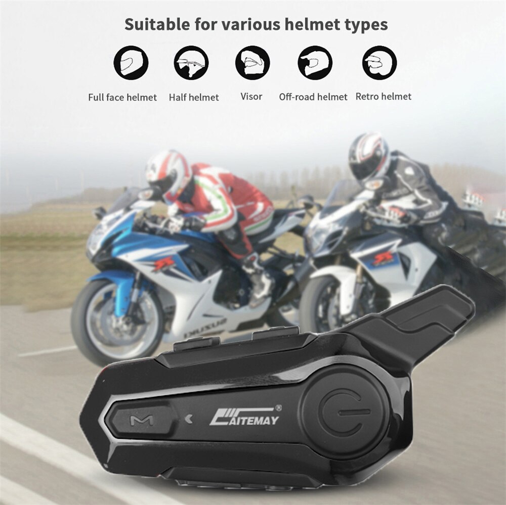 Moto hjelm intercom headset bluetooth-kompatibel 5.0 motorcykel øretelefoner trådløs interphone højttaler hovedtelefon håndfri opkald