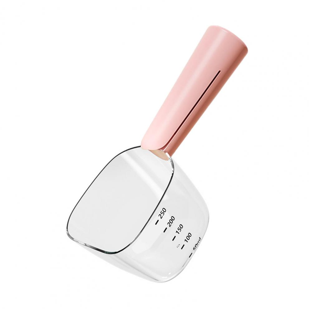 Pet Dog Cats Food Scoop with Measurement Dual-Function Food Scoop 1 Cup Capacity Pet Food Measuring Scoop for Pet Feeding: Pink