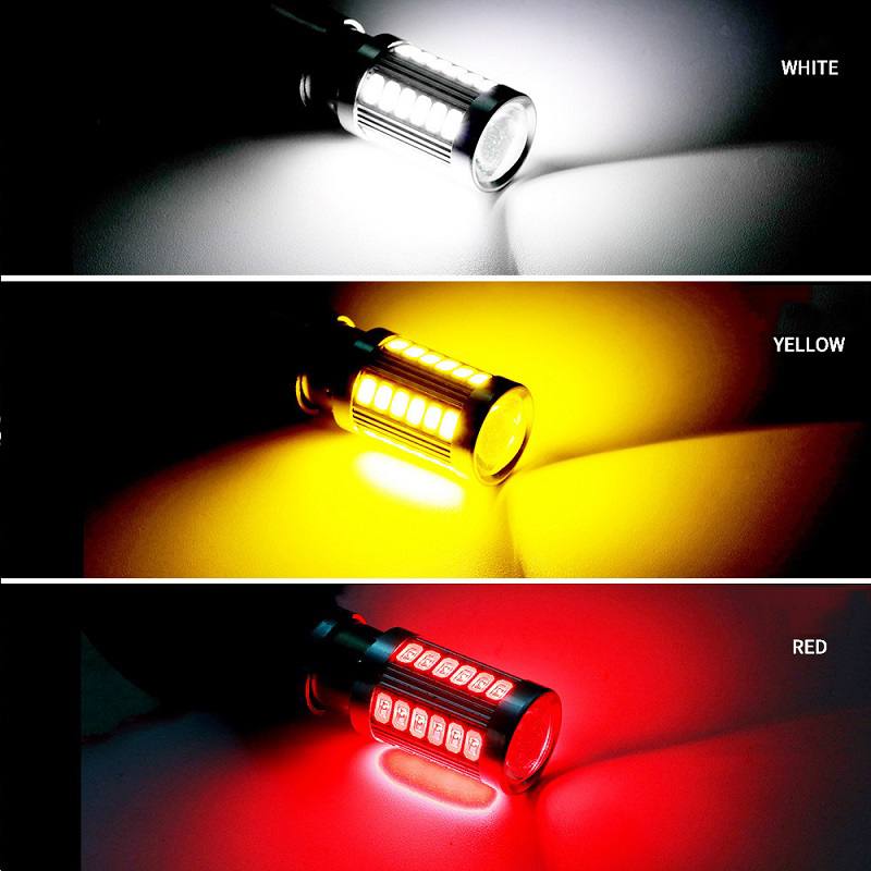 1 Uds PY21W P21/5W 1156 Ba15s 1157 Bay15d para bombillas LED de coche luz de señal de giro 12V 33SMD 7000K luces de estacionamiento inverso de freno blanco