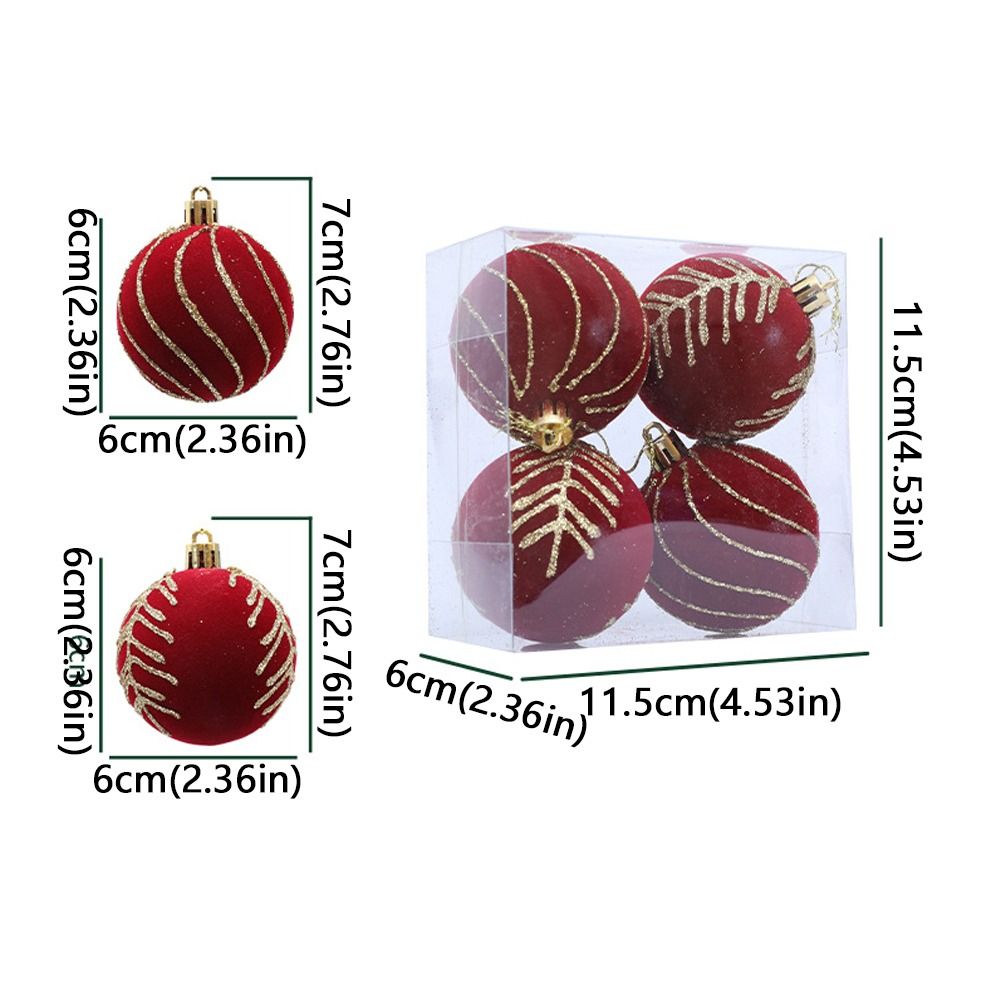 6cm Christmas Balls Set DIY Crafts Shatterproof Christmas Hanging Balls Flocking Christmas Spheres Pendant Photographic Props
