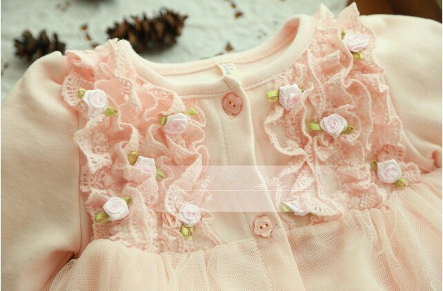 Forår og efterår 0-2 år baby tøj blomsterblonde dejlig prinsesse nyfødt baby tutu kjole spædbarn kjoler vestido infantil