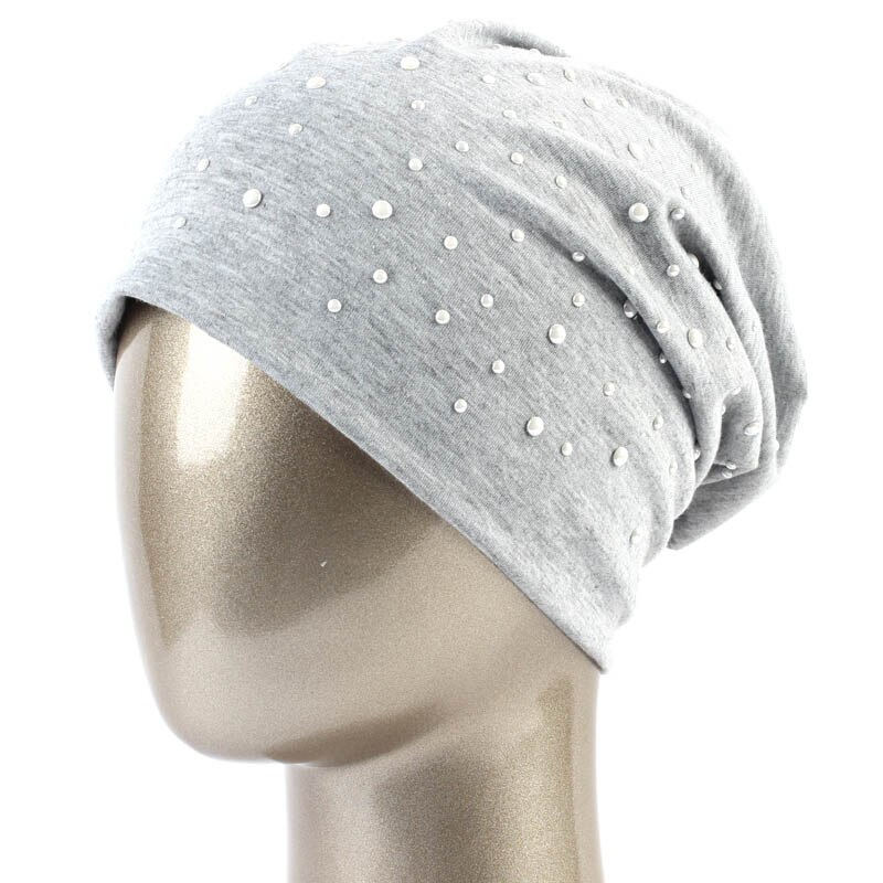 Geebro Women's Winter Slouchy Diamond Beanies &amp; Skullies Ladies Cotton Beanie Hat with Rhinestones Casual Thick Outdoor Ski Caps: Light Grey-1