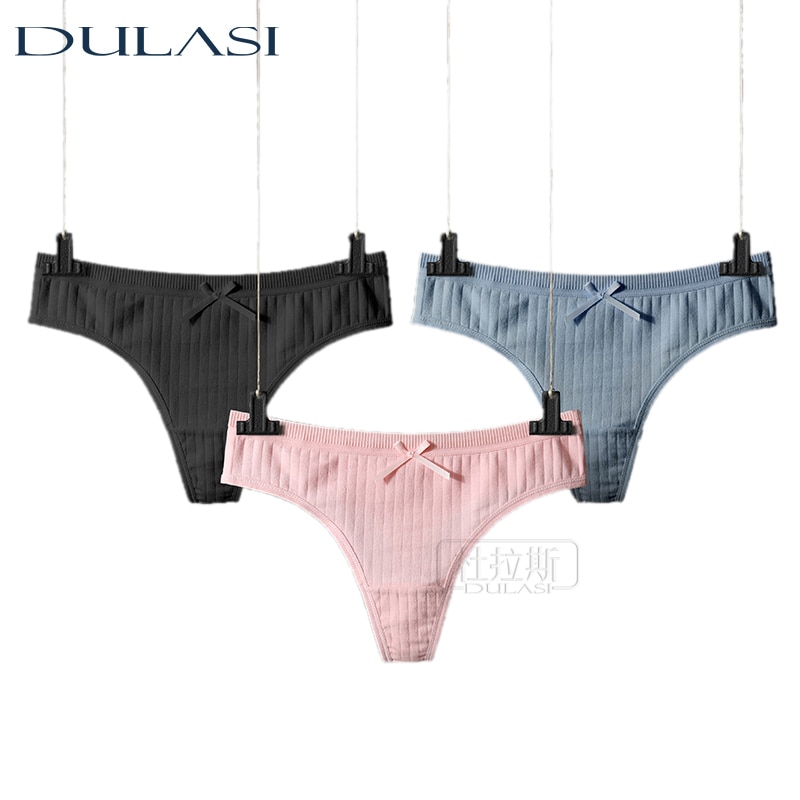 DULASI Sexy Panties Women's Cotton G-String Thong String Underwear Briefs Intimate Ladies Low-Rise Lingerie Recommend 3 pcs